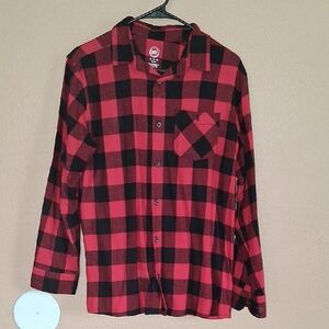 Red and Black Plaid Button-Up Shirt